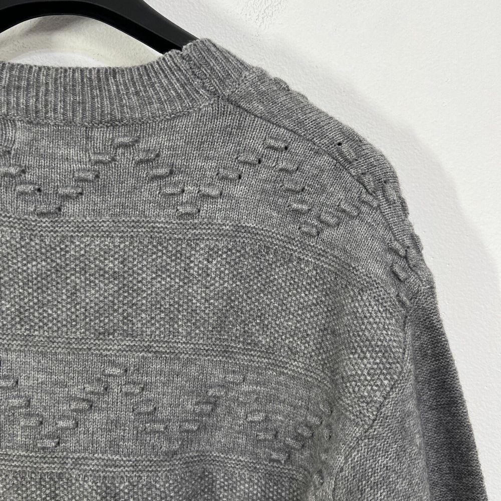 Sweater Cardigan Mixed Pattern Knit Womens Medium Gray Boho Lagen‎ Pouch Pockets - Picture 9 of 12